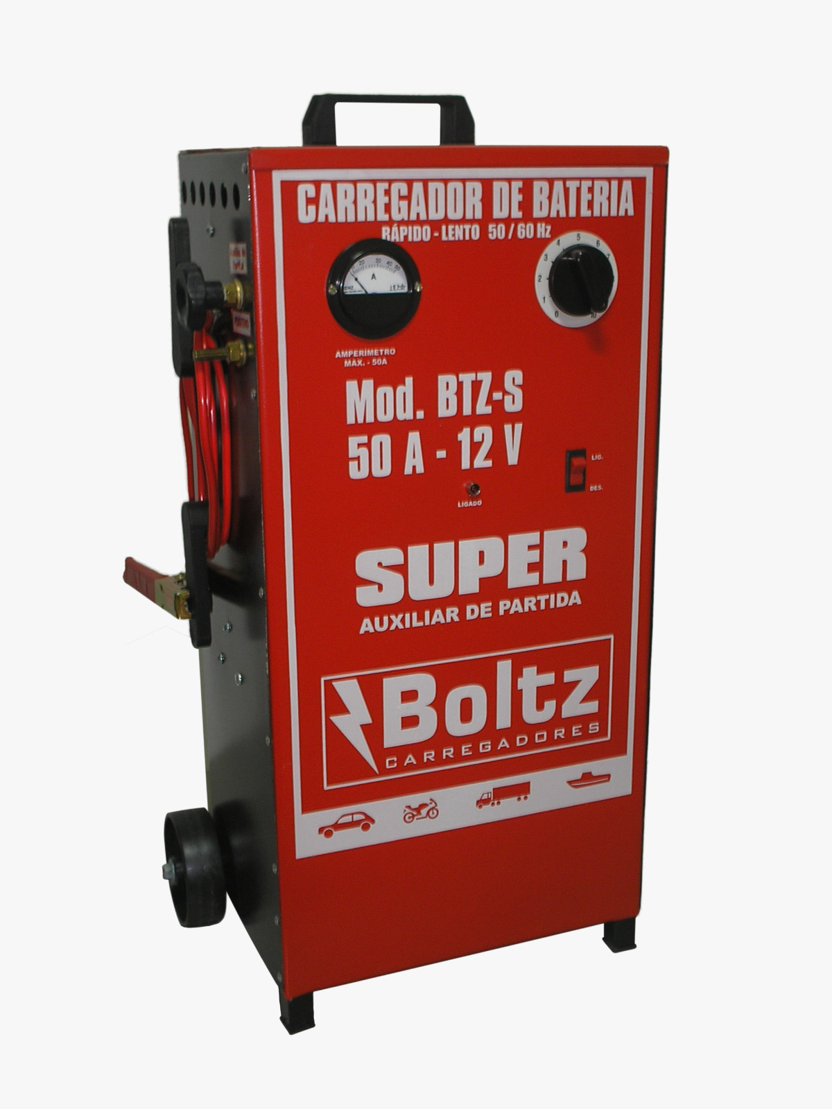 CARREGADOR BATERIA 50A SUPER C/ AUXILIAR DE PARTIDA
