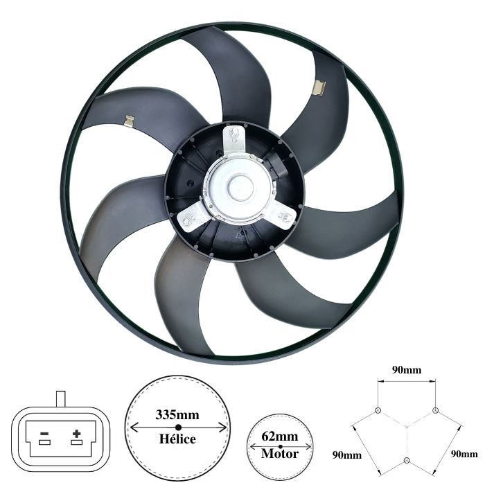 ELETROVENTILADOR FIAT UNO PALIO STRADA FIRE 01> GM CORSA MONTANA 00> 7 PAS S/AR