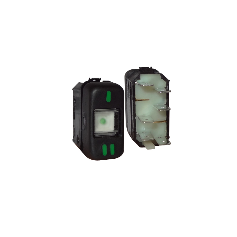 INTERRUPTOR MBB CAMINHOES ONIBUS 88> 12V 2POSICOES 6TERMINAIS PRETO C/INDICADOR 1 POSICAO/2 INDICADO