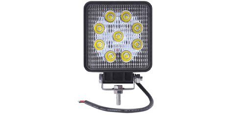FAROL MILHA LED UNIV. QUADRADO 12/24V 27W 9 LEDS 6000K 10,5X 10,5 CM (FINO)