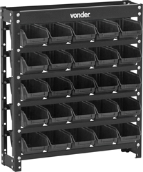ESTANTE METALICA C/25 GAVETEIROS MODELO PRATICO PRETO 25/3