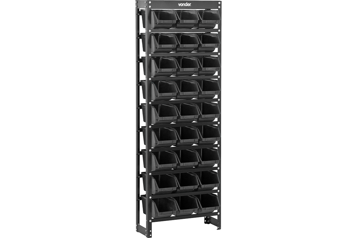 ESTANTE METALICA C/ 27 GAVETEIROS MODELO PRATICO PRETO 27/5
